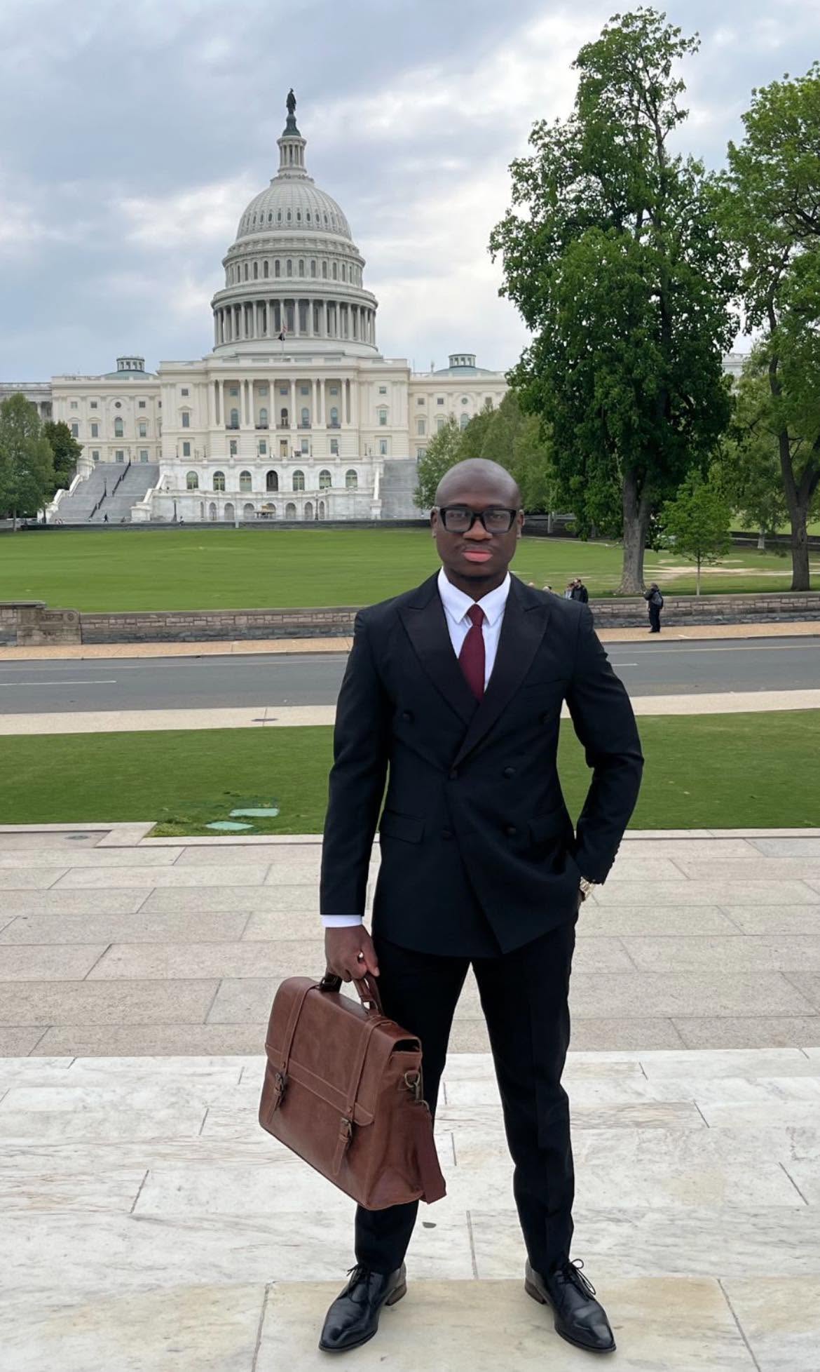 Roland Fru outside the United States Capitol, Washington, D.C. Personal photograph supplied by the author; it does not imply a congressional meeting or endorsement.