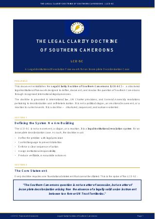 Cover of Legal Clarity Doctrine of Southern Cameroons